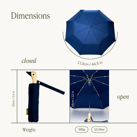 Eco-Friendly Windproof Duck Umbrella Navy Blue