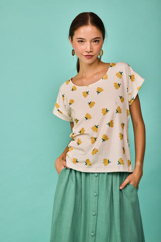 Top Luaña Short Sleeve Yellow Flower