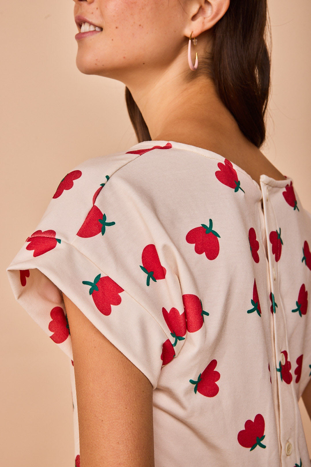 Top Luaña Short Sleeve Red Flower