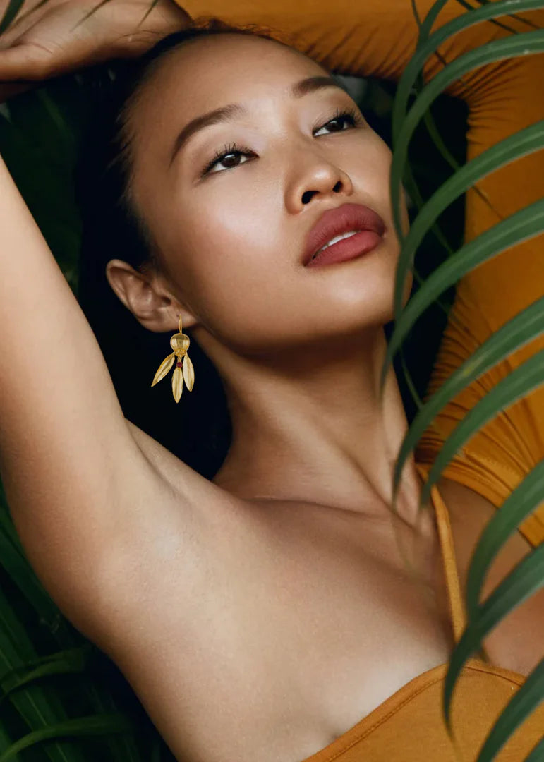 Fruit and stone earrings