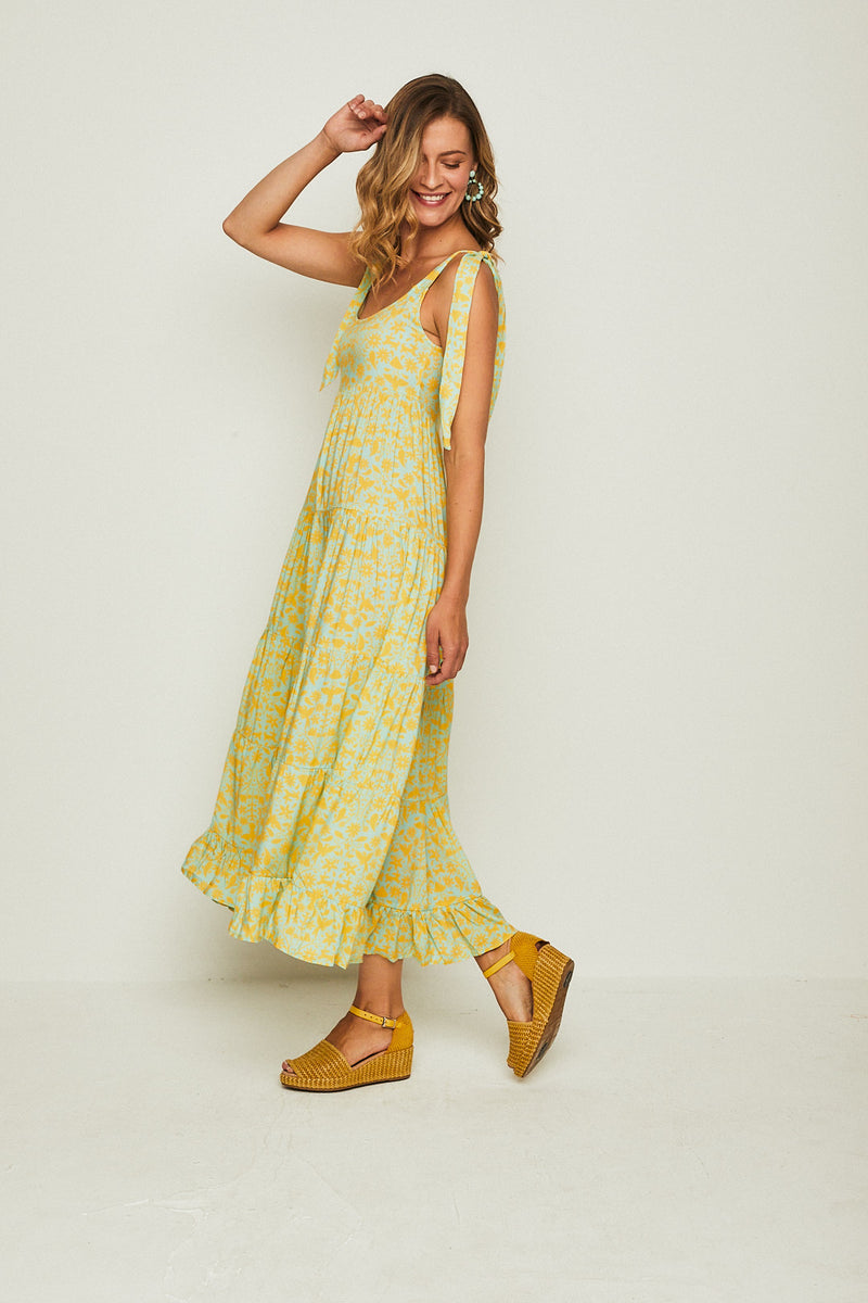 Vestido largo CHICLE AMARILLO