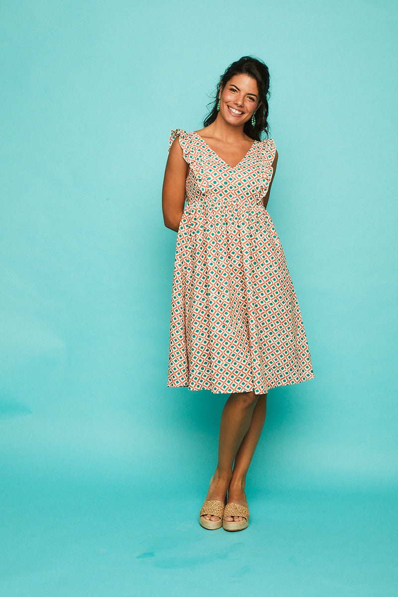 Vestido Corto PALOTE NARANJA GEO