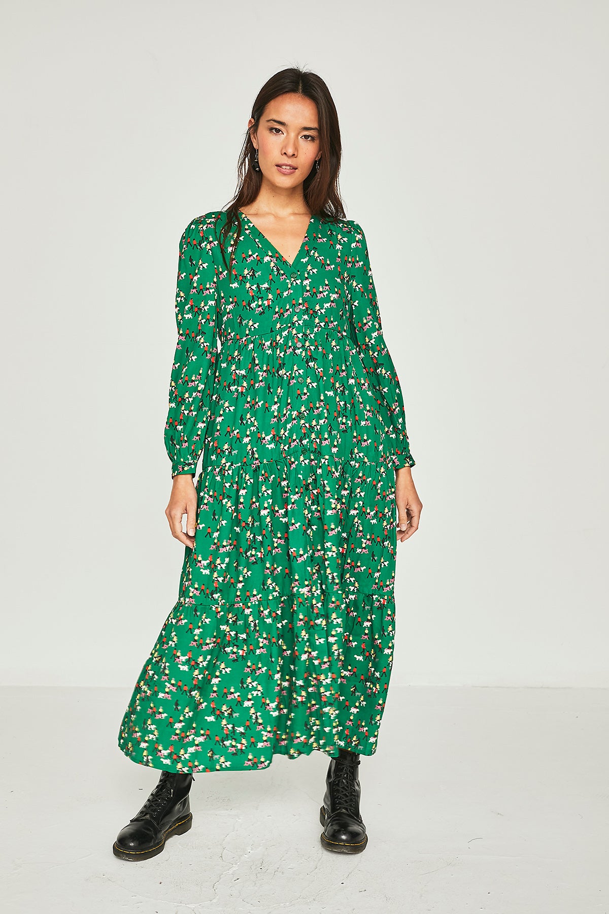 Long tamarind green dog dress