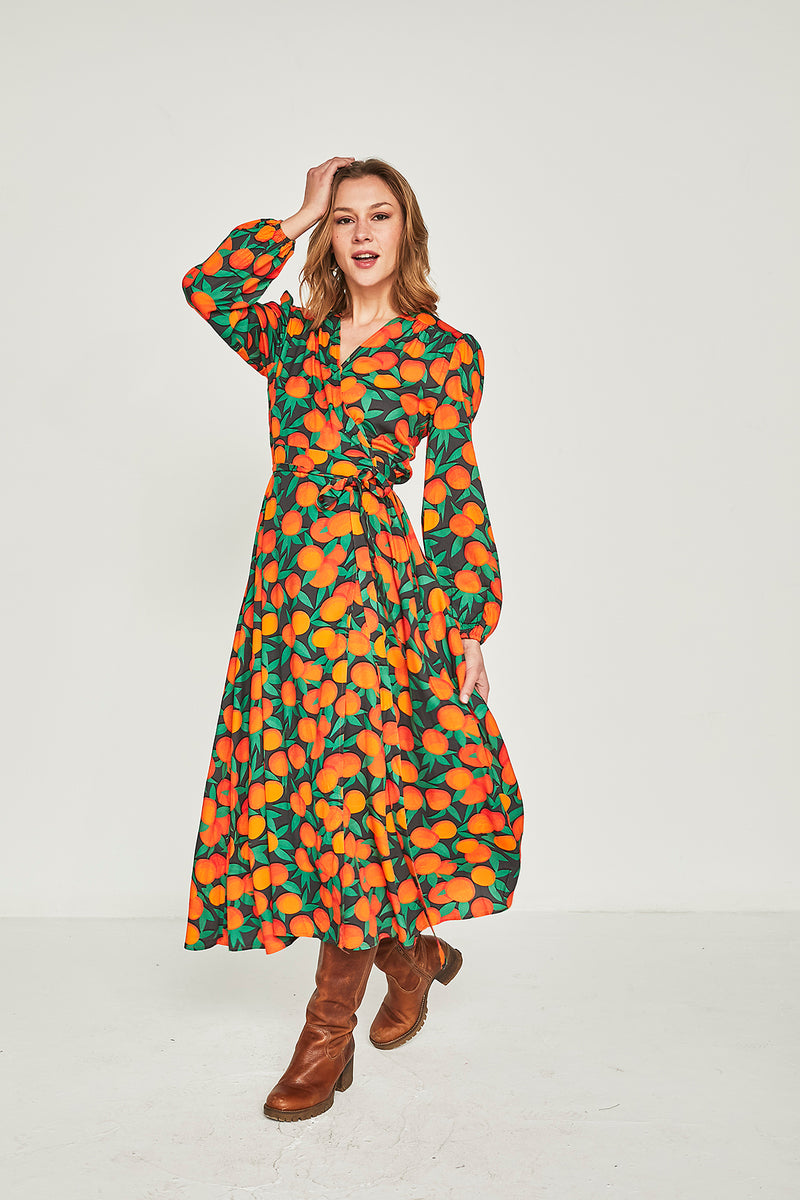 Vestido largo Eneldo naranja