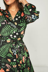 Vestido largo Eneldo negro flor