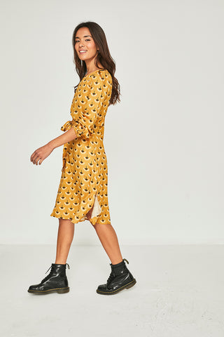 Mustard poppy short dress
