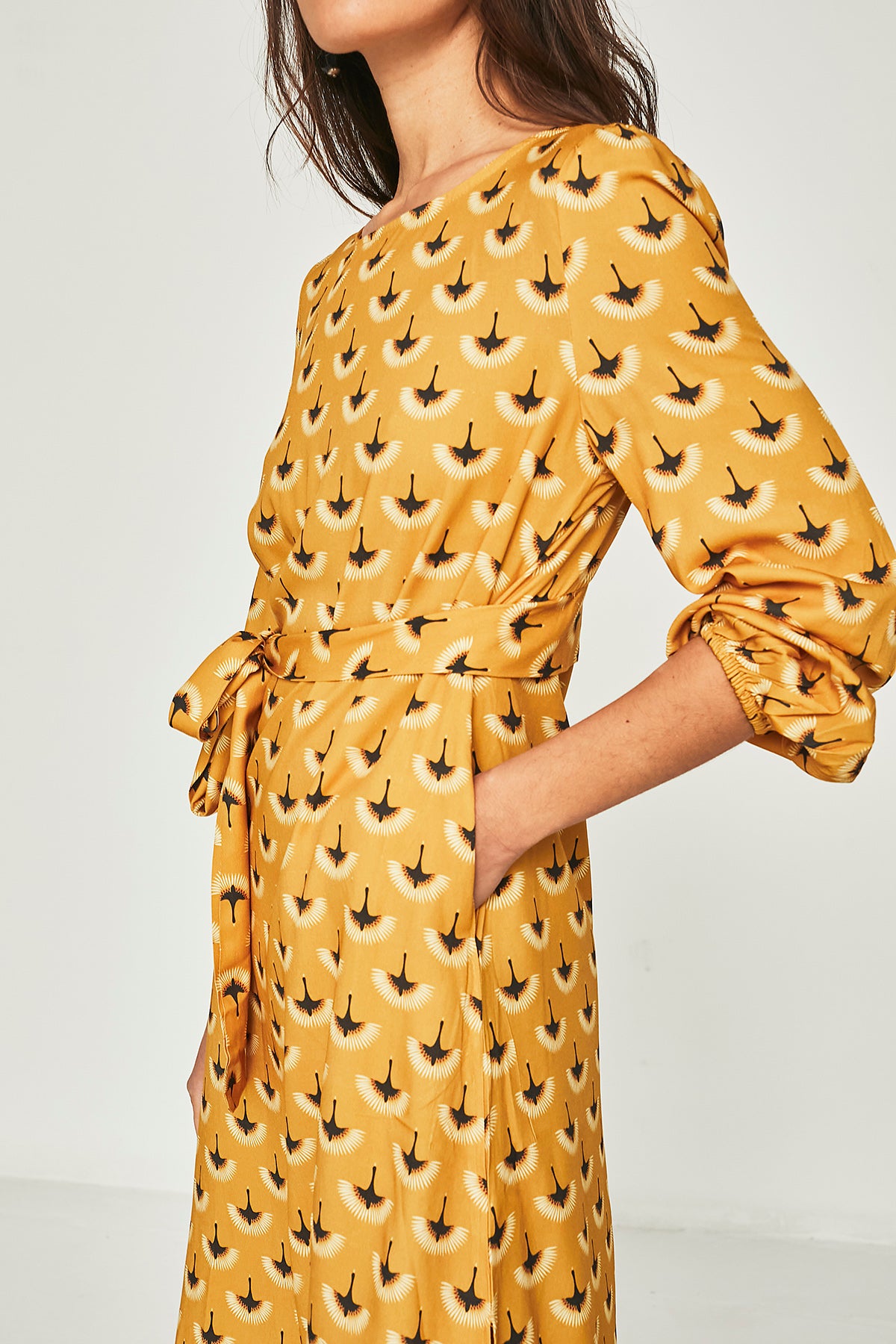 Mustard poppy short dress