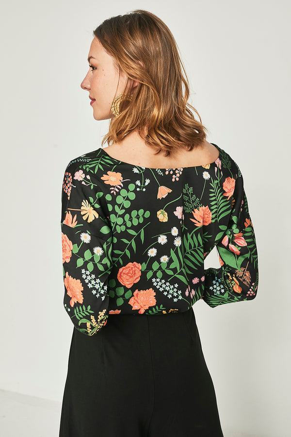 Camisa Apio Negro Flor